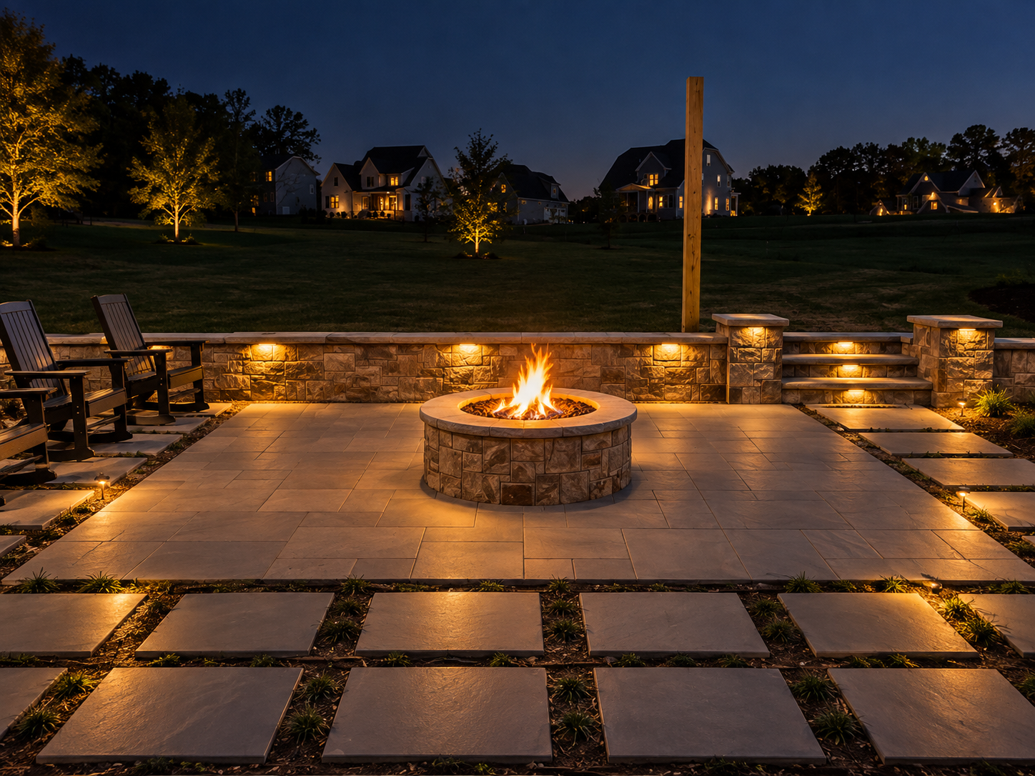 Outdoor fireplace and fire pit by J&I Outdoor Living