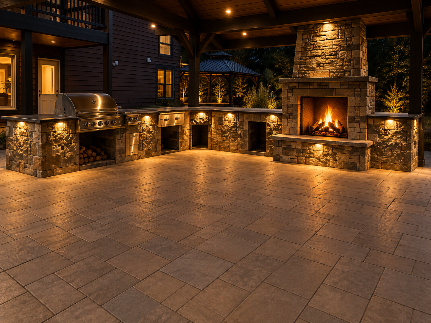 Custom outdoor kitchen built by J&I Outdoor Living